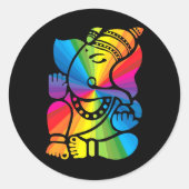 Rainbow Ganesha Runder Aufkleber (Vorderseite)