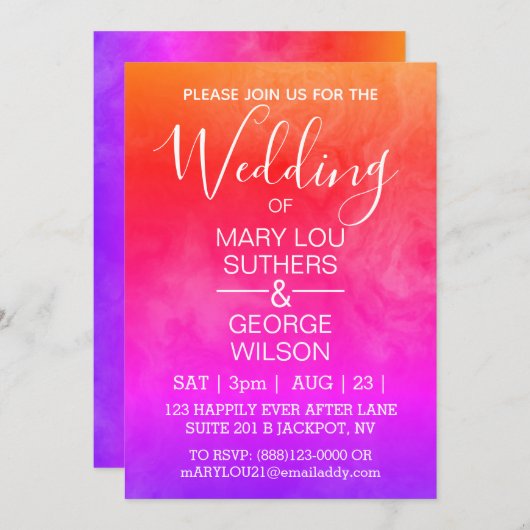 Rainbow Ganze Marmorhochzeit Einladung (Vorne/Hinten)