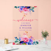 Rainbow Garden Blumenschrift Wedding Willkommen Acrylschild (Hochzeit)