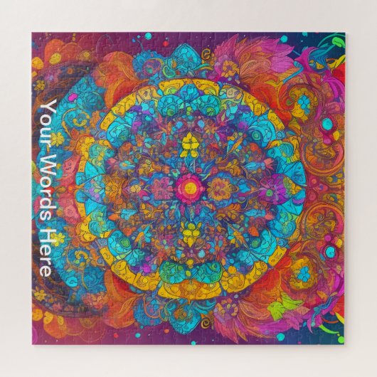 Rainbow Garden Neon Psychedelic Nature Puzzle (Horizontal)