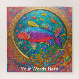 Rainbow Garden Neon Psychedelic Nature Puzzle