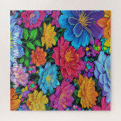 Rainbow Garden Neon Psychedelic Wildlife Nature Puzzle (Horizontal)