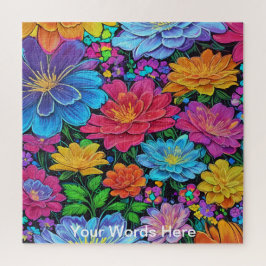 Rainbow Garden Neon Psychedelic Wildlife Nature Puzzle