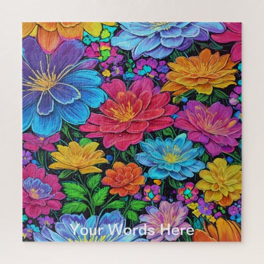 Rainbow Garden Neon Psychedelic Wildlife Nature Puzzle (Vertikal)