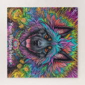 Rainbow Garden Neon Psychedelic Wildlife Nature Puzzle (Horizontal)