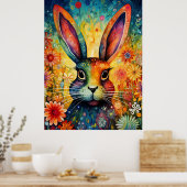 Rainbow Garden Rabbit Bunny Poster (Küche)