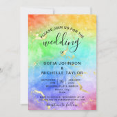 Rainbow Gay and Lesbian Pride Mrs & Mrs. Invitatio Einladung (Vorderseite)