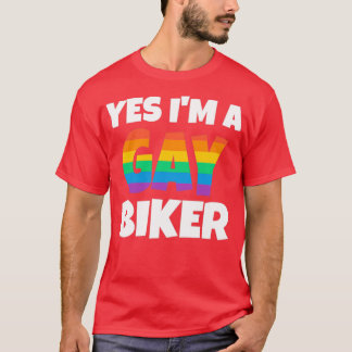 Rainbow Gay Biker Ja ich bin T-Shirt