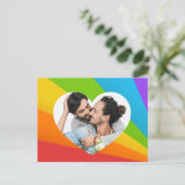 Rainbow Gay Couple Foto im Herzen Romantische Lieb Postkarte (Stehend Vorderseite)
