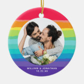 Rainbow Gay Couple Foto Keramik Ornament (Vorne)