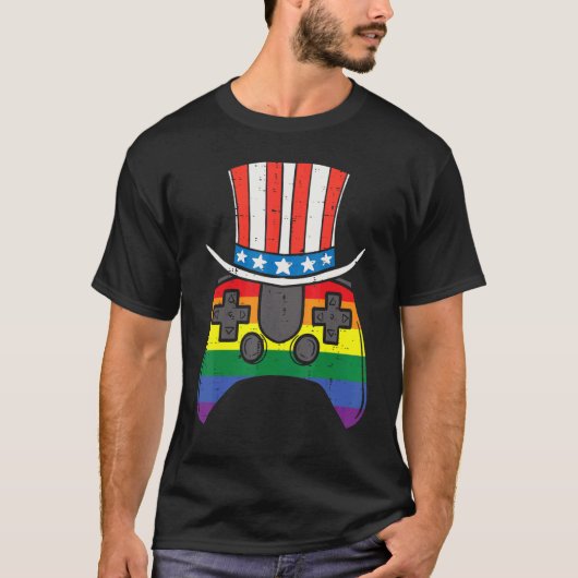 Rainbow Gay Game Controller Us Flag Top Hat Lgbt P (Vorderseite)