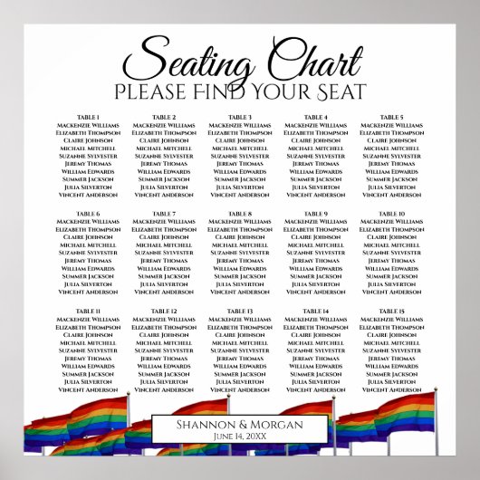 Rainbow Gay Pride 15 Tabelle Hochzeitstabelle Poster (Vorne)