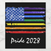 Rainbow Gay Pride Black Weinetikett (Einzelnes Label)