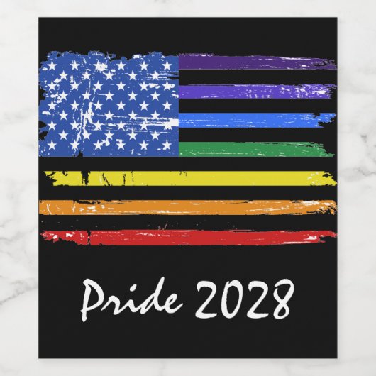 Rainbow Gay Pride Black Weinetikett (Einzelnes Label)