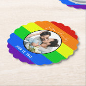 Rainbow Gay Pride Custom Couple Foto Bold Wedding Untersetzer (angewinkelt)