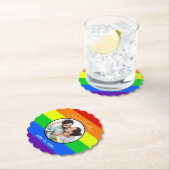 Rainbow Gay Pride Custom Couple Foto Bold Wedding Untersetzer (Vor Ort)