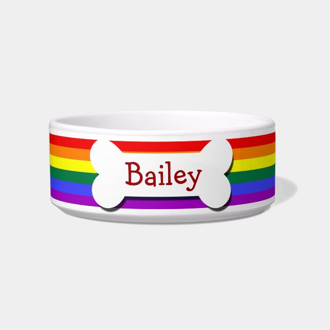 Rainbow Gay Pride Dog Bone Napf (Vorderseite)