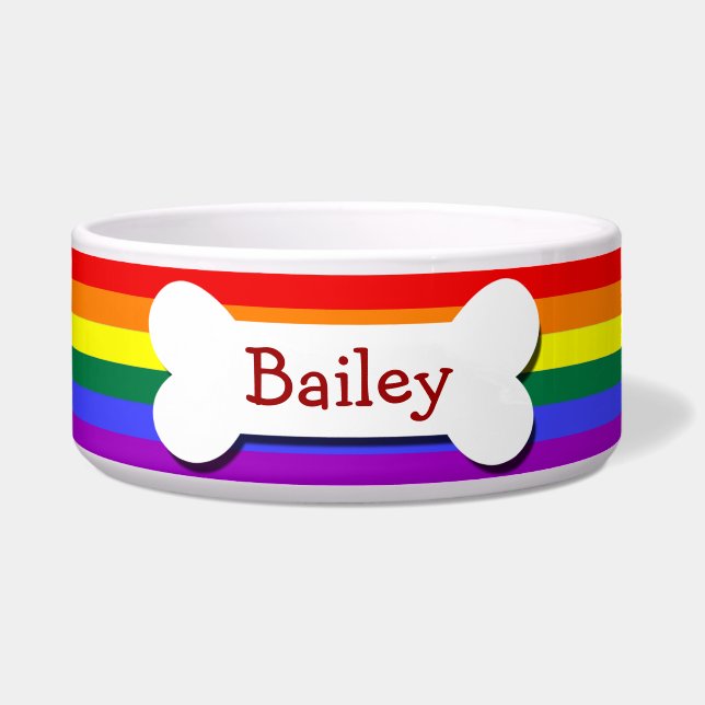 Rainbow Gay Pride Dog Bone Napf (Vorderseite)