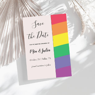 Rainbow Gay Pride Einfach Elegant Minimalistisches Save The Date