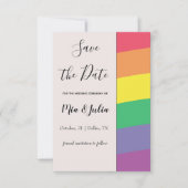 Rainbow Gay Pride Einfach Elegant Minimalistisches Save The Date (Vorderseite)