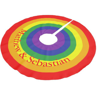 Rainbow Gay Pride Farbenfroh Personalisiert Polyester Weihnachtsbaumdecke