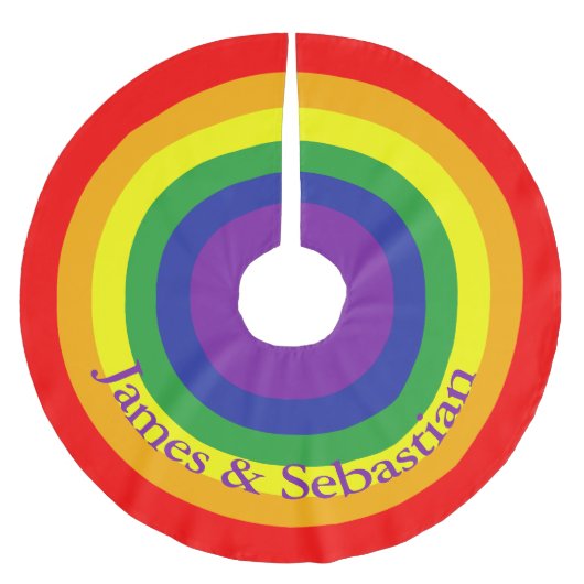 Rainbow Gay Pride Farbenfroh Personalisiert Polyester Weihnachtsbaumdecke (Vorderseite)