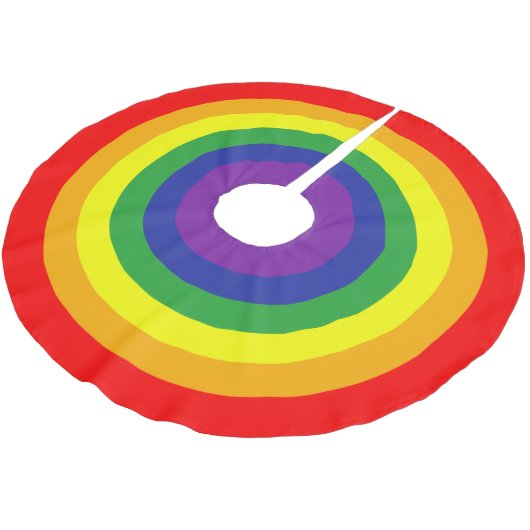 Rainbow Gay Pride farbenfroh Polyester Weihnachtsbaumdecke (Schrägansicht)