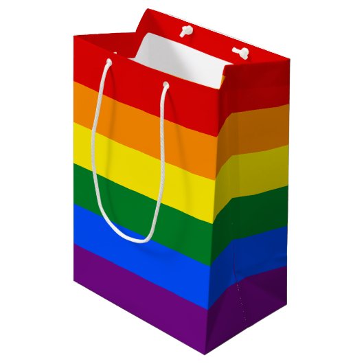RAINBOW GAY PRIDE FLAG | GIFT BAG MITTLERE GESCHENKTÜTE (Vorderseite Schrägansicht)