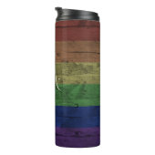 Rainbow Gay Pride Flag LGBT Wood Grain Individuell Thermosbecher (Nach rechts gedreht)