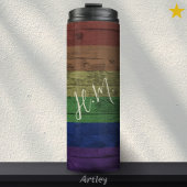 Rainbow Gay Pride Flag LGBT Wood Grain Individuell Thermosbecher