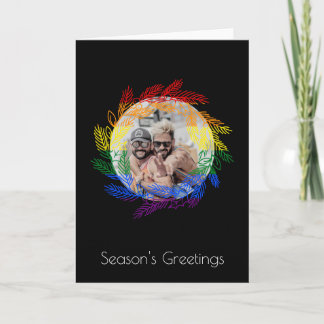 Rainbow Gay Pride Holiday Foto Weihnachtsfeier Feiertagskarte