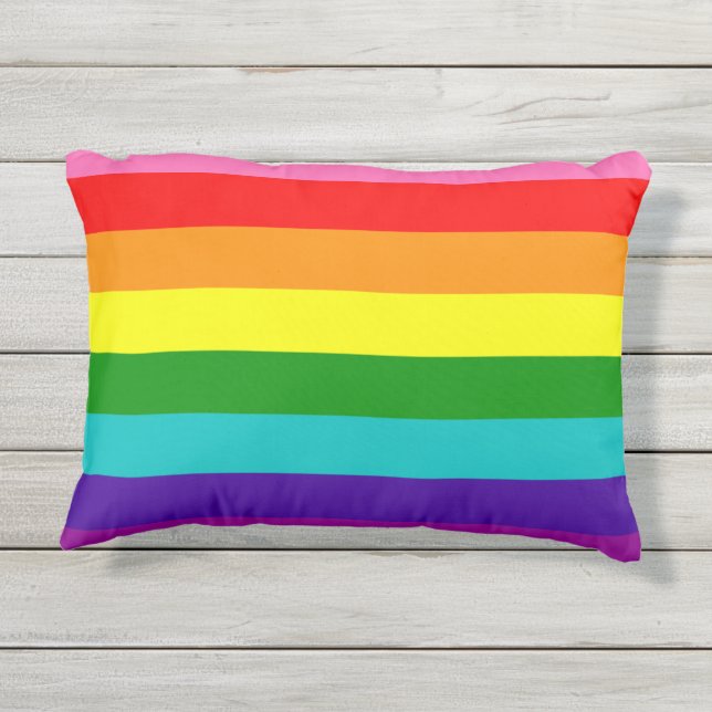 Rainbow Gay Pride LGBT Original 8 Streifen Flag Kissen Für Draußen (Rückseite)