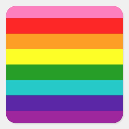 Rainbow Gay Pride LGBT Original 8 Streifen Flag Quadratischer Aufkleber (Vorderseite)