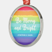 Rainbow Gay Pride Merry & Bright Custom Christmas Ornament Aus Metall (Links)