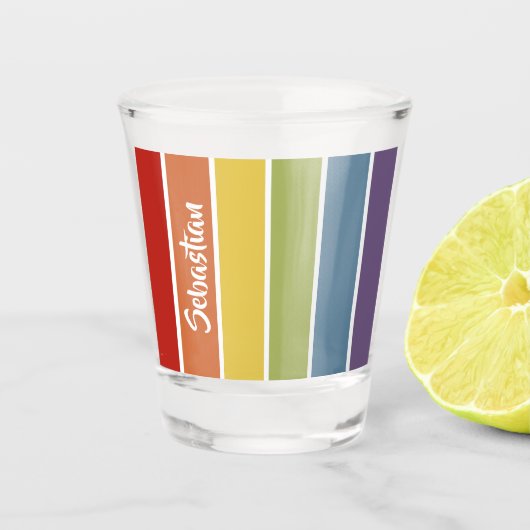Rainbow-Gay Pride-Rainbow-Personalisiert Schnapsglas (Vorderseite)