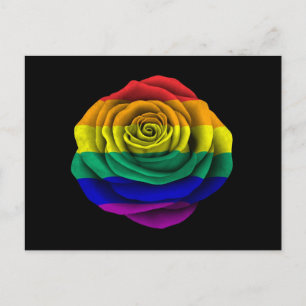 Rainbow Gay Pride Rose Flag on Black Postkarte