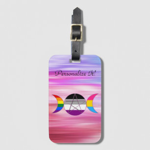 Rainbow Gay Pride Triple Moon Goddess Pentagramm Gepäckanhänger
