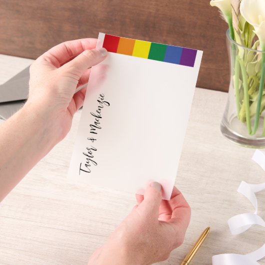 Rainbow Gay Wedding Text Template Pergament Einladungen (Handgehalten)
