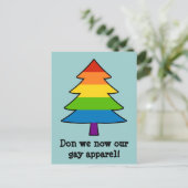 Rainbow Gay Xmas Tree Feiertagspostkarte (Stehend Vorderseite)