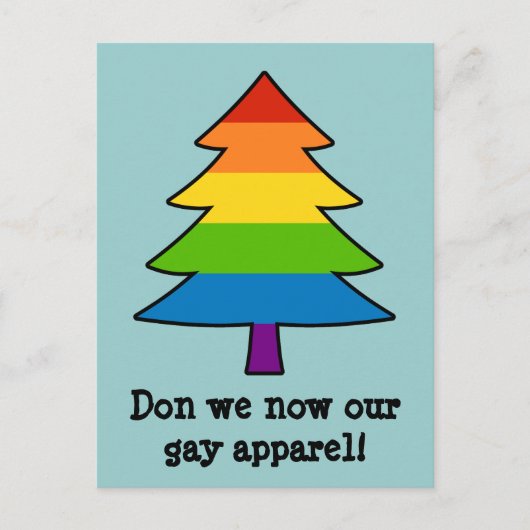 Rainbow Gay Xmas Tree Feiertagspostkarte (Vorderseite)