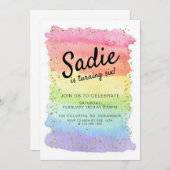 RAINBOW GEBURTSTAG, JEDES ALTER, MÄDCHEN PARTY EINLADUNG (Vorne/Hinten)