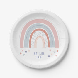 Rainbow Geburtstagsgeschmack in rosa lila + blau Pappteller
