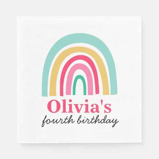 Rainbow-Geburtstagsparty Serviette (Vorderseite)
