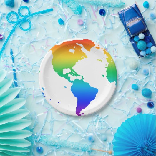 Rainbow-gefärbte Erde Pappteller (Party)