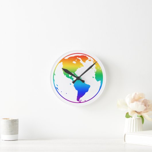 Rainbow-gefärbte Erde Runde Wanduhr (Zuhause)