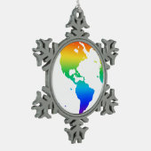 Rainbow-gefärbte Erde Schneeflocken Zinn-Ornament (Links)