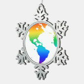 Rainbow-gefärbte Erde Schneeflocken Zinn-Ornament (Rechts)