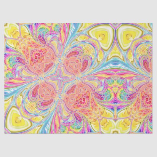 Rainbow-Gefärbte Krawatte Acrylic Fluid Pour-Blume Seidenpapier (Vorderseite)