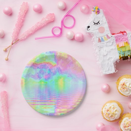 Rainbow Gefärbte Krawatte Clouds Pastel Pappteller (Party)