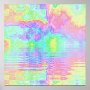 Rainbow Gefärbte Krawatte Clouds Pastel Poster